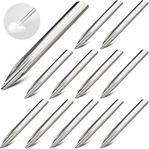 Zonon 12 Pcs 6 Inch Lab Spatula Stainless Steel Micro Lab Scoop Spatula Metal Bead Scoop with Rounded Pointed Ends Laboratory Sampling Curved Spoon for Mixing Powders Pastes Transferring Tool