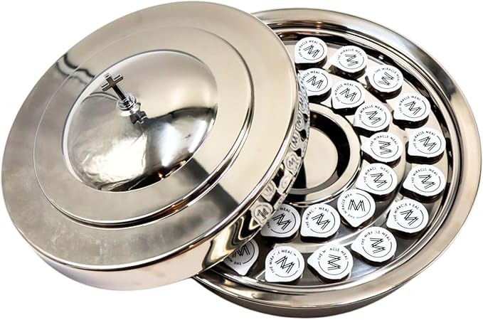 Silver Premium Communion Tray Lid – Stainless Steel Cover for 32-Cup Communion Ware