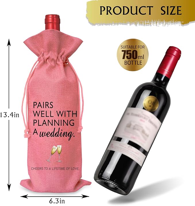 Wine Bag Wedding Gift for Mr and Mrs - Engagement Gift J14-Pink