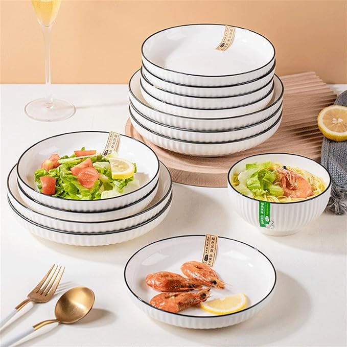 Sauce dish,Porcelain Appetizer Dishes Set of 4, Snack 7 inch White Ceramics Plates for Sides Pasta Kitchen Soup Ceramic Serving Bowls