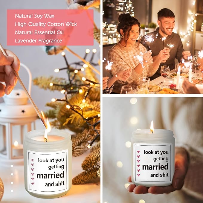 Funny Wedding Gifts for Bride - Lavender Scented Soy Wax Candle - 7 oz
