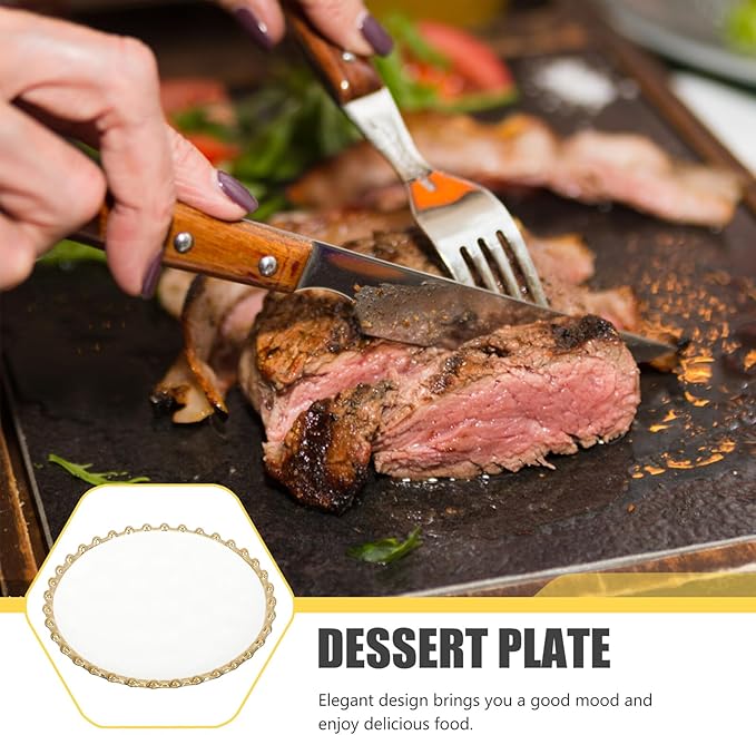 Homoyoyo Gold Platter Elegant Ceramic Plate Set Dinner Plate for Western Food Dessert Plate Household Use