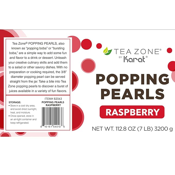 Tea Zone [7 Pounds] Raspberry Popping Pearls for Boba Tea Beverages, Sweets, Ice Cream Topping | B2063