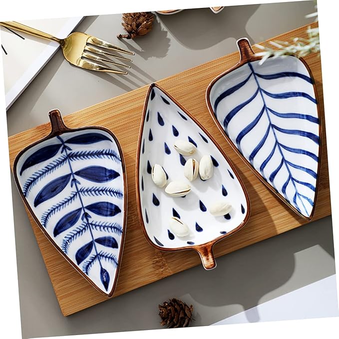 GLEAVI Creative Japanese Style Ceramic Snack Dish Hand-Painted Glazed Appetizer Plate for Sauces Seasonings and Desserts for Kitchen and Dining Use