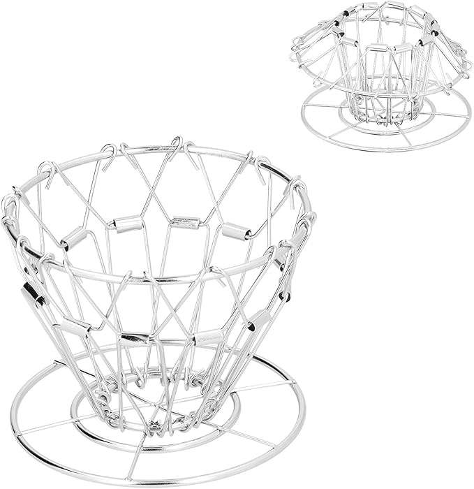 Collapsible Coffee Dripper 3.5x4.3in, 304 Stainless Steel Pour Over Coffee Filter with Multiple Folding Methods, Portable Hand Brew Drip Holder for Paper Filters, Cups & Mugs (Silver)