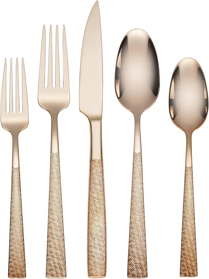 Hampton Forge 895119 Rose In Full Rose Gold 40 Piece Flatware Set