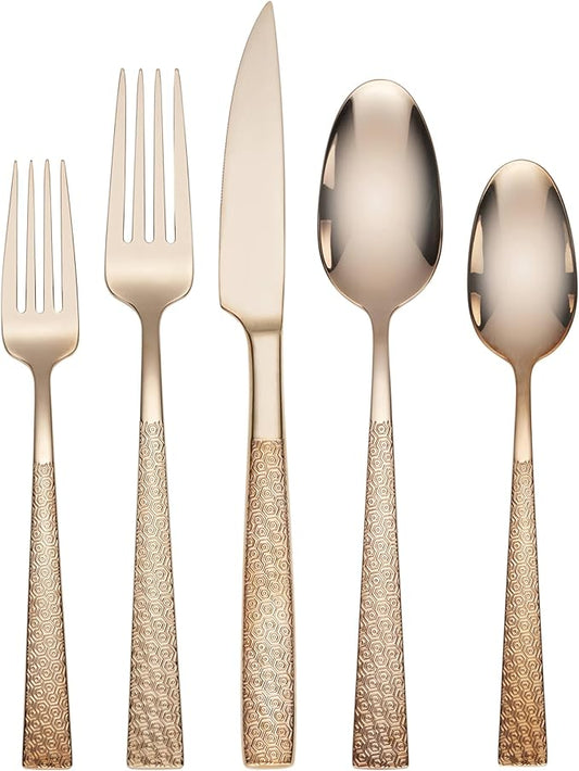 Hampton Forge 895119 Rose In Full Rose Gold 40 Piece Flatware Set