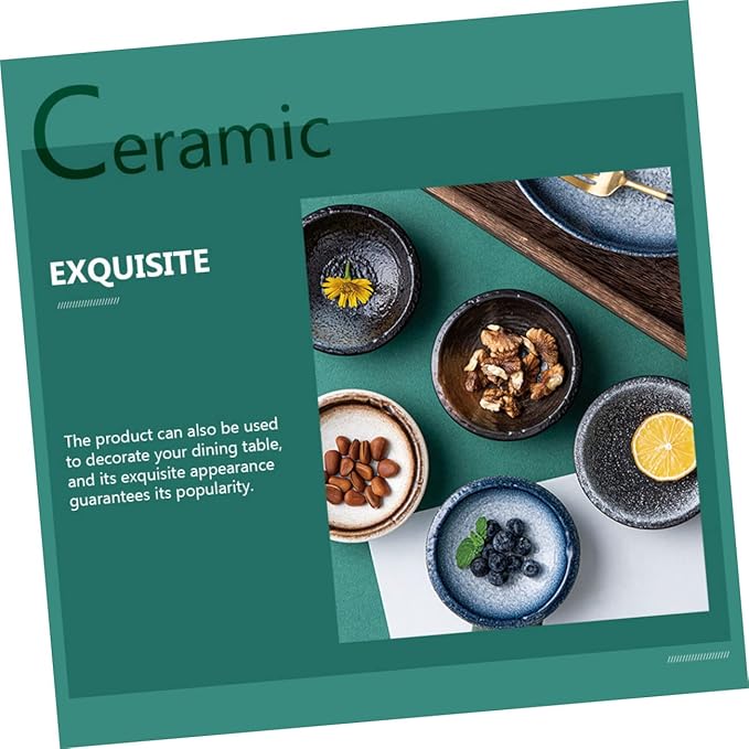 5Pcs Assorted Color Ceramic Sauce Dishes Elegant Seasoning Plates for Condiments Dipping and Appetizers and Beautiful Tableware