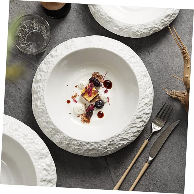 Zerodeko Ceramic Plate Decorative Dish for Salad Steak Appetizers Creative Shaped Dinnerware for Family Restaurant Hotel Use for Parties and Special Occasions