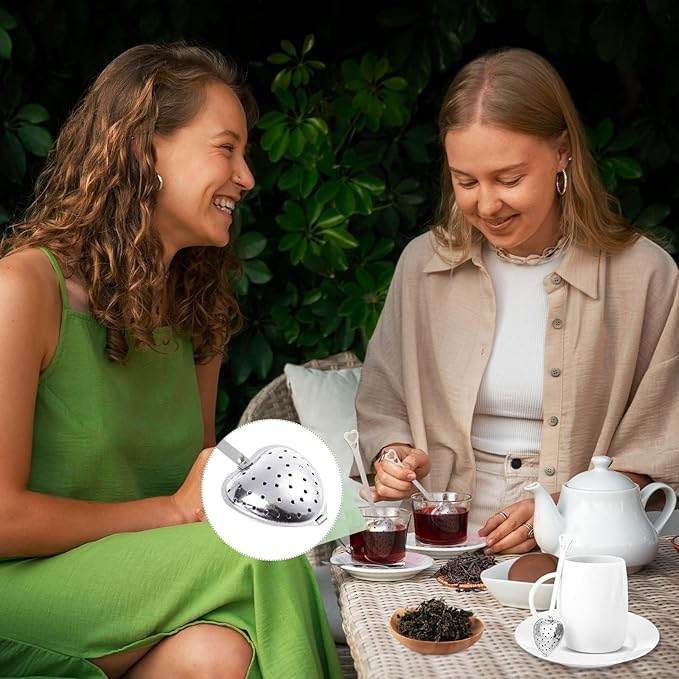 30 Pieces Tea Infuser for Loose Leaf Tea, Heart Shaped Tea Strainer Spoons Stainless Steel Long Grip Tea Filter Mesh Tea Steeper for Tea Party Accessories
