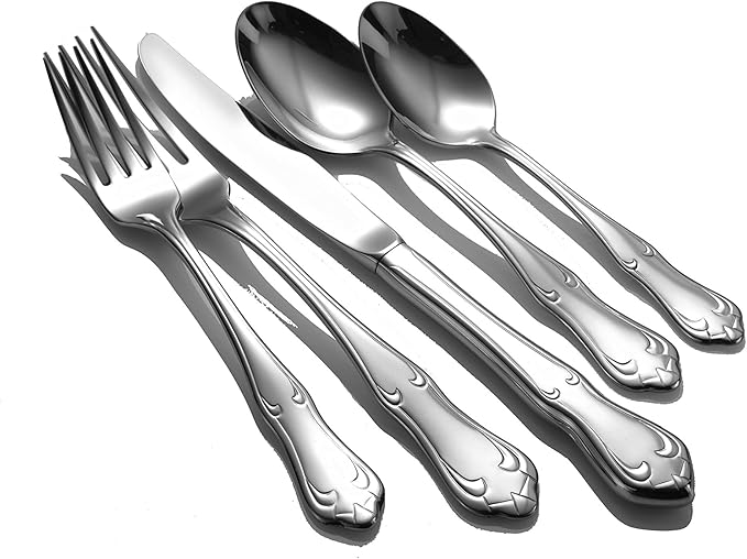 Liberty Tabletop Champlin 45-piece 18/10 Flatware Set Service for 8, Includes Serving Pieces Made in USA
