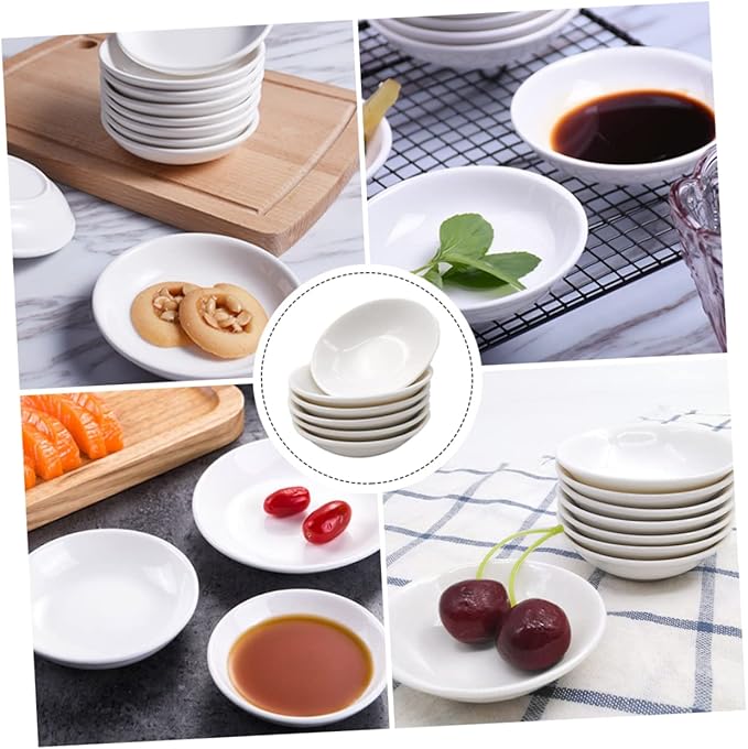 Cabilock 6pcs Ceramic Sauce Dishes Practical Seasoning Plates for Condiments Snacks and Dips for Home Kitchen Bbq and Picnics Appetizer Bowls
