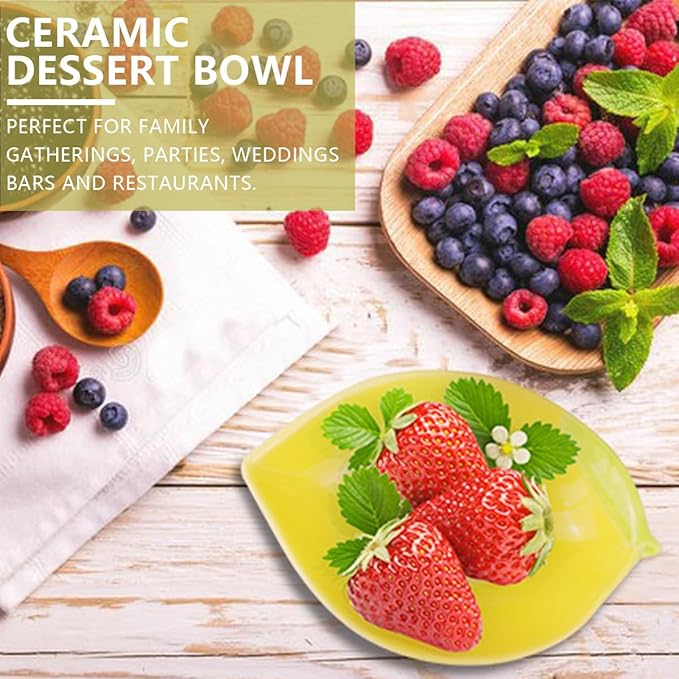 Elegant Ceramic Lemon Shaped Appetizer Plate Snacks Fruit Salad Desserts Mixing Bowls Food Serving Tray for Home Kitchen