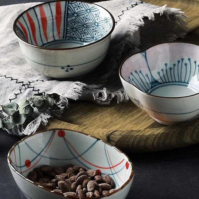 Appetizer Plates, Ceramic Sushi Dinnerware 8pc Set,Sushi Plates Soup Sauce Bowls,Dip Dish for Serving Dips, Dressings, Sauces, Appetizers-B