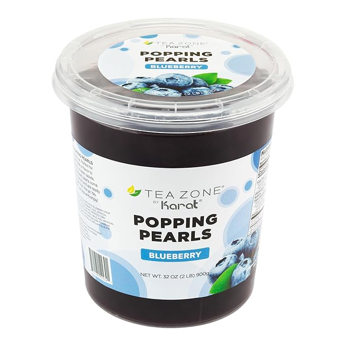 Tea Zone [2 Pound] Blueberry Popping Pearls for Boba tea Beverages, Sweets, Ice Cream Topping-B2056 (2.0lb)