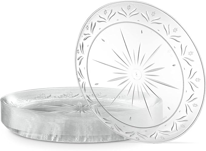 PLASTICPRO 7'' inch Premium Heavy Weight Crystal Clear Disposable Hard Plastic Party Plate Pack of 80
