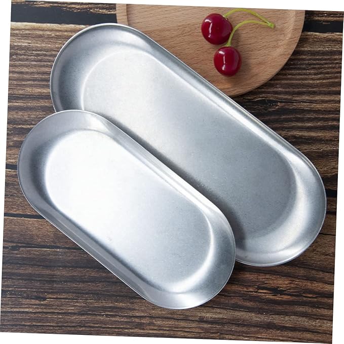 Stainless Steel Dinner Plate Divided Serving Platter Silver Trays for Serving Vintage Gold Tray Metal Plates for Eating