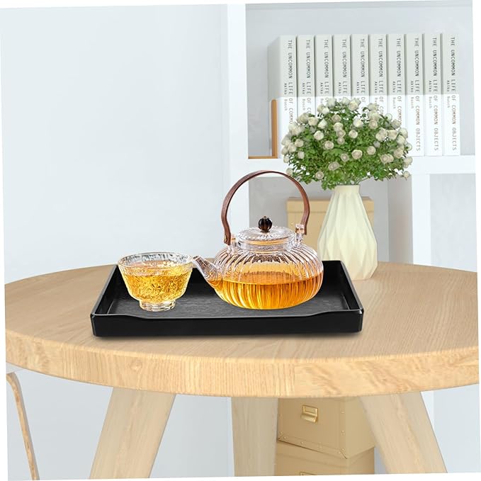 Happyyami 2pcs Black Serving Tray for Party Multi-Functional Fruit Snack Cake Water Cup Storage Tray