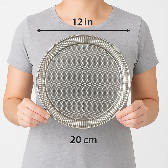 Alisveristime Round Hammered Metal Serving Tray – Ottoman Style, (11.8" Diameter, 12.6 oz) 5 Color Options (Silver)