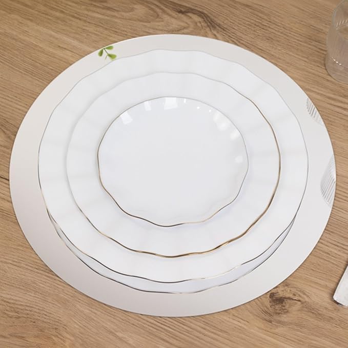 Efavormart 10 Pack Silver Round Acrylic Mirror Tray for Decoration, Large Circle Candle Plate Centerpiece Bases - 14"