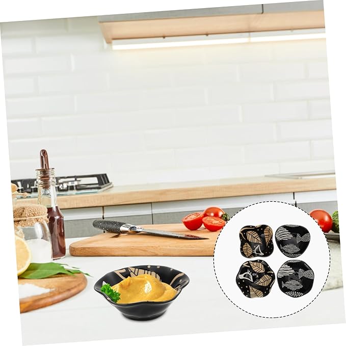 PRETYZOOM 4pcs Ceramic Sauce Dishes Fruit Plate Vinegar Dish Appetizer Plate Charcuterie