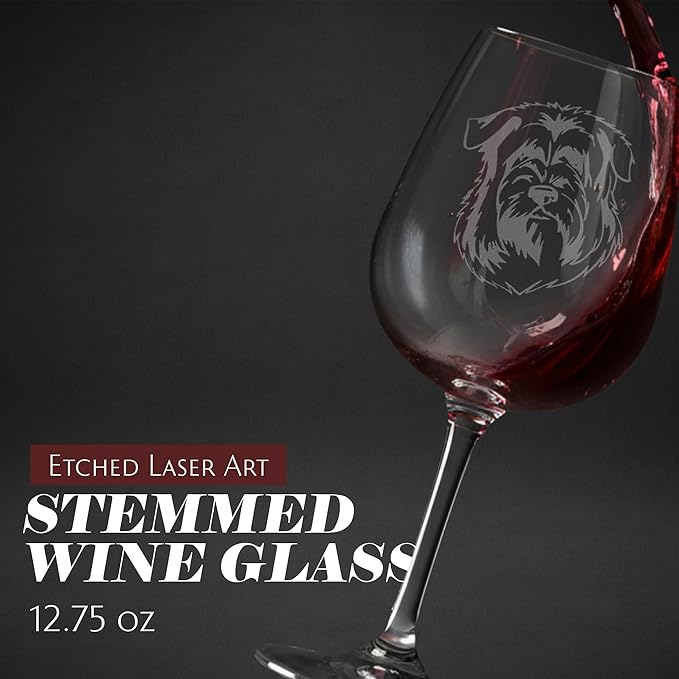 Etched Laser Art Glen of Imaal Terrier (Wicklow) Personalized Dog Themed Etched 12.75oz Wine Glass Custom Dog Breed Wine Glasses for Pet Lovers, Personalized Birthday Gift for Men & Women