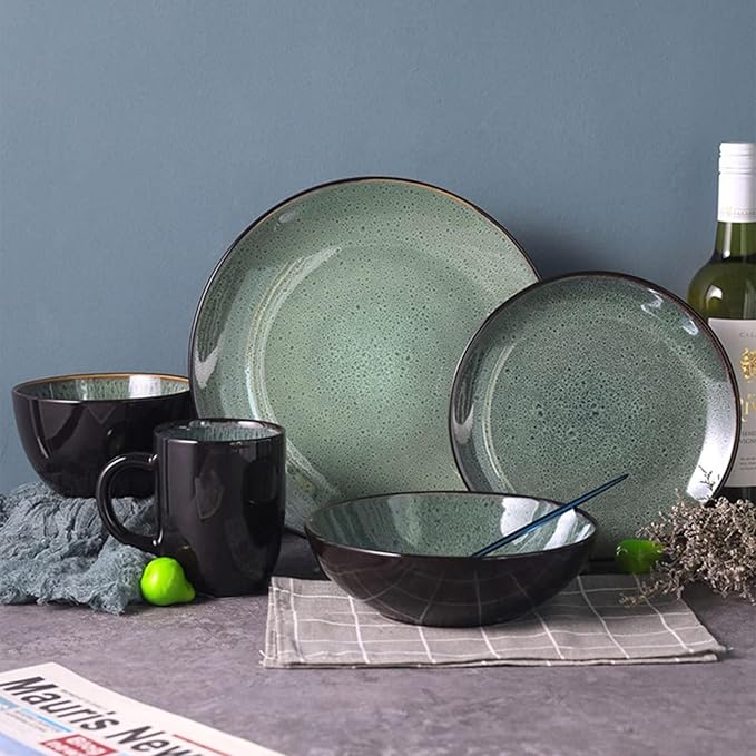 60 Piece Kitchen Porcelain Dinnerware Set, Round Ceramics Plates and Bowls Sets, Modern Tableware, Dishes Dinner Set with Dinner Plate, Dessert Plate, Bowl and Mug, Service for 12