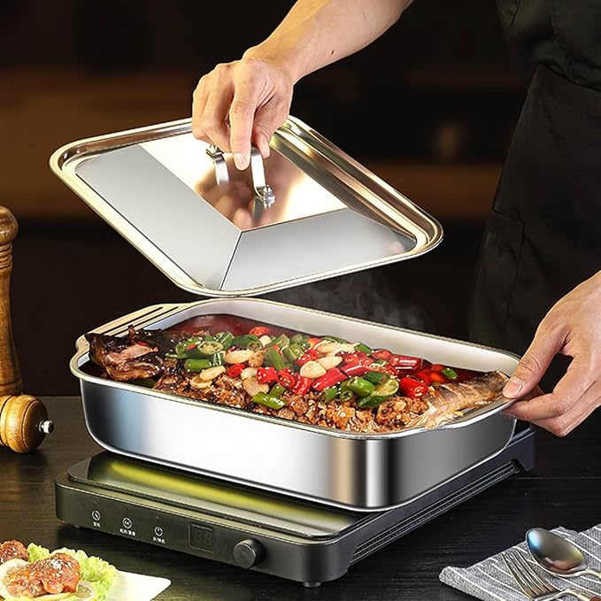 Elegant Silver Square Serving Tray Practical Stainless Steel Food Platter Rusts Dishwasher Compatible