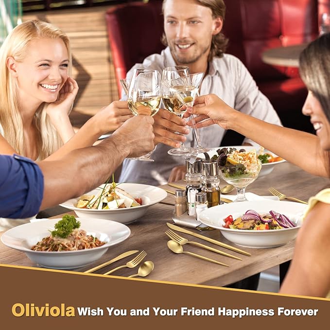 20 Pieces Silverware Set，Matte Gold Stainless Steel Flatware Cutlery Set Service for 4, Stain Finish Kitchen Utensil Set，Include Dinner Knives Forks and Spoons Silverware, Dishwasher Safe