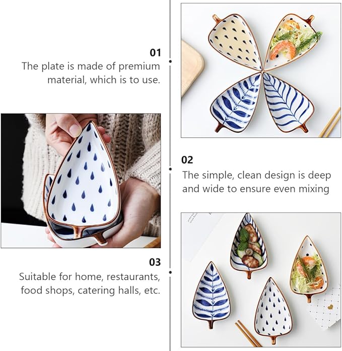 Mobestech 3pcs Ceramic Sauce Dish Random Style Seasoning Plates for Appetizers for Home Catering Anti-slip Design and Versatile for Sauces and Spices