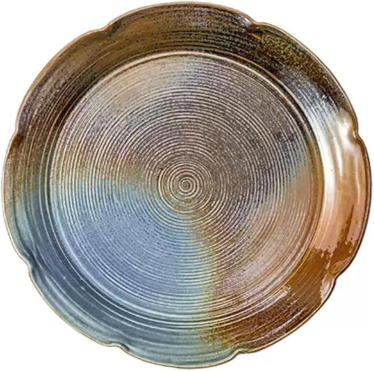 SONGCHAO Party Supplies 10 Inch Western Steak Plate Ceramic Flat Plate Vintage Dessert Plate Light Dinner Plate Household Dinner Plate Fruit Tray Party Plates (Color : A)