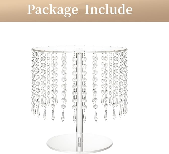 LANLONG Cake Stands for Party, Clear Acrylic Cake Stand for Dessert Table, 12.2in Round Crystal Cake and Cupcake Stand for Wedding Birthday Party Event Decorations