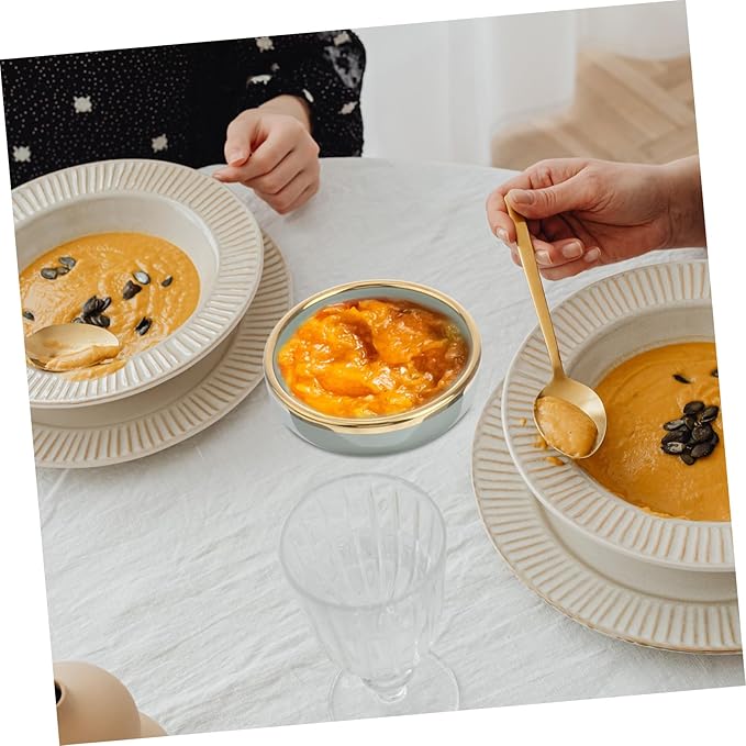 PRETYZOOM 4Pcs Ceramic Condiment Dishes Gold Trim Small Sauce Plates for Seasoning and Dipping Elegant Appetizer Bowls for Parties and Entertaining Random Color