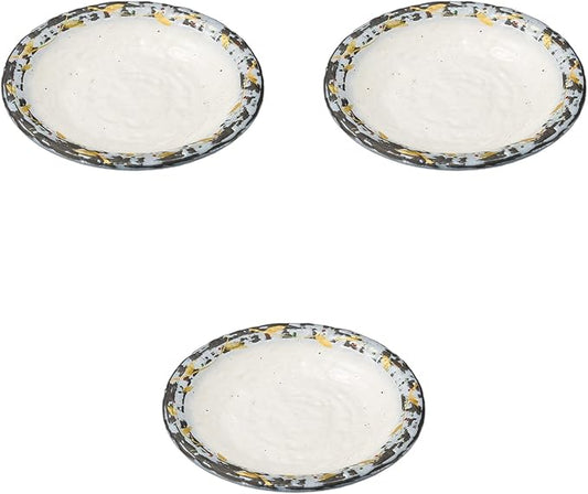 Set of 3, Laurel Stone Grain 6.0 Plates, 7.8 x 1.2 inches (19.7 x 3 cm) | Medium Plate, Ceramic, Setomonohonpo