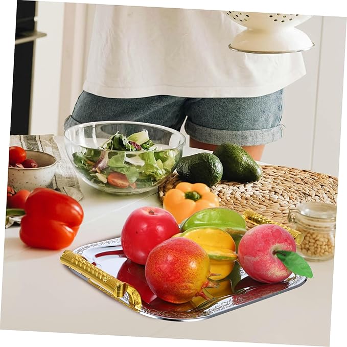 ABOOFAN Rectangular Serving Tray Handles Fruit Tray Platter Candy Organizer Delicate Fruit Plate for Party