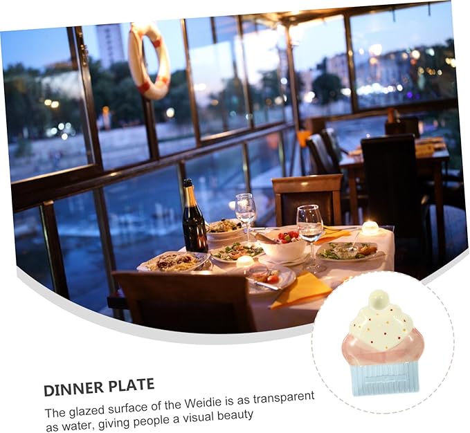 LIFKOME 1pc Ceramic Dumpling Plate Cake Shape Serving Tray Restaurant Salad Plate Easy Clean