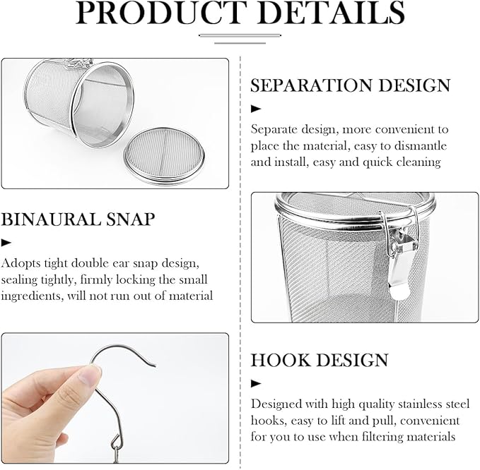 Stainless Steel Mesh Filter, Tea Strainers, Soup Seasoning Separation Basket, Tea and Spice Ball for Cooking Soup (Medium)