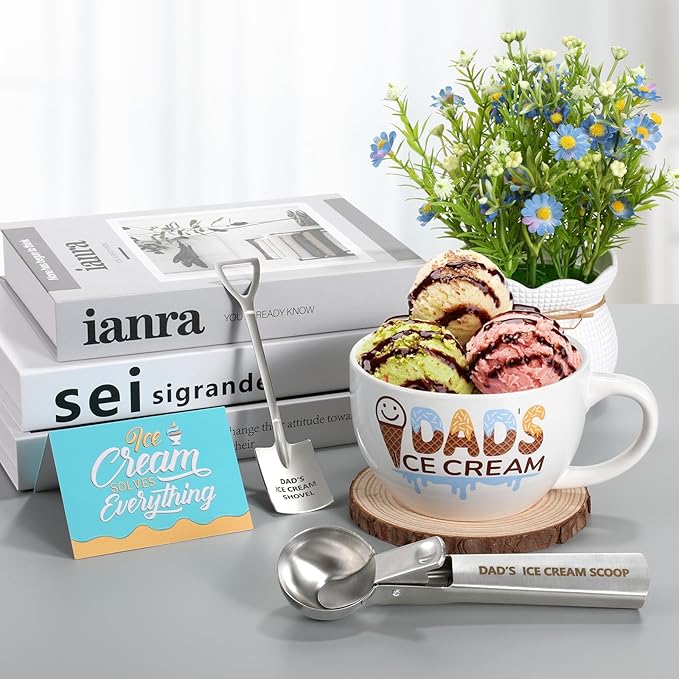 Christmas Gifts for Dad from Daughter Son Dad's Gifts for Father's Day Birthday Ice Cream Bowl and Scoop Dad's Ice Cream Bowl Shovel Set Present