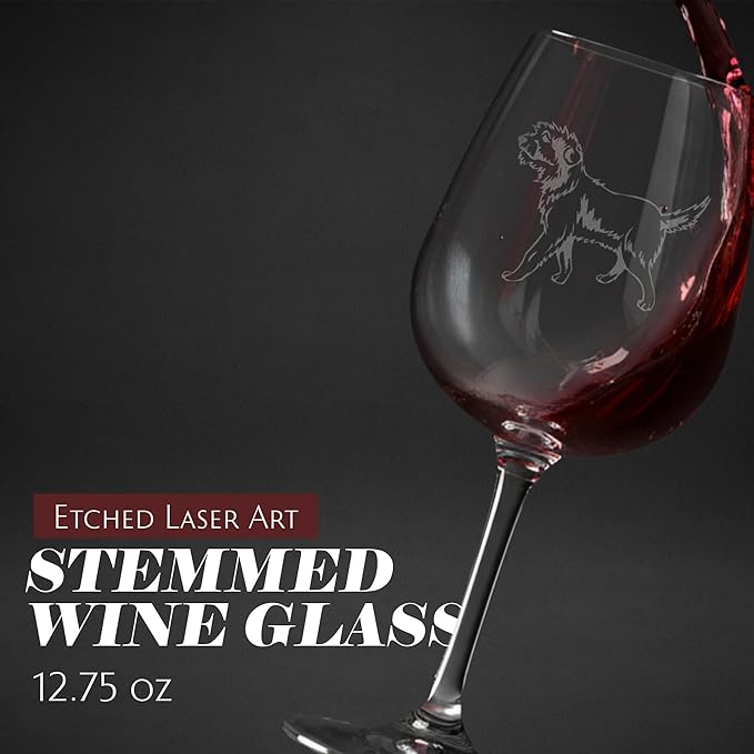Etched Laser Art Armant (Egyptian Sheepdog) Personalized Dog Themed Etched 12.75oz Wine Glass Custom Dog Breed Wine Glasses for Pet Lovers, Unique Birthday Gift for Men & Women, Personalized Gift