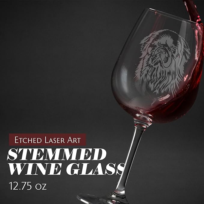 Etched Laser Art Personalized Dog Themed Etched Wine Glass - Custom Dog Breed Wine Glasses, Ideal for Pet Lovers, Unique Birthday Gift for Men & Women, Personalized Gift - Newfoundland, 12.75 oz