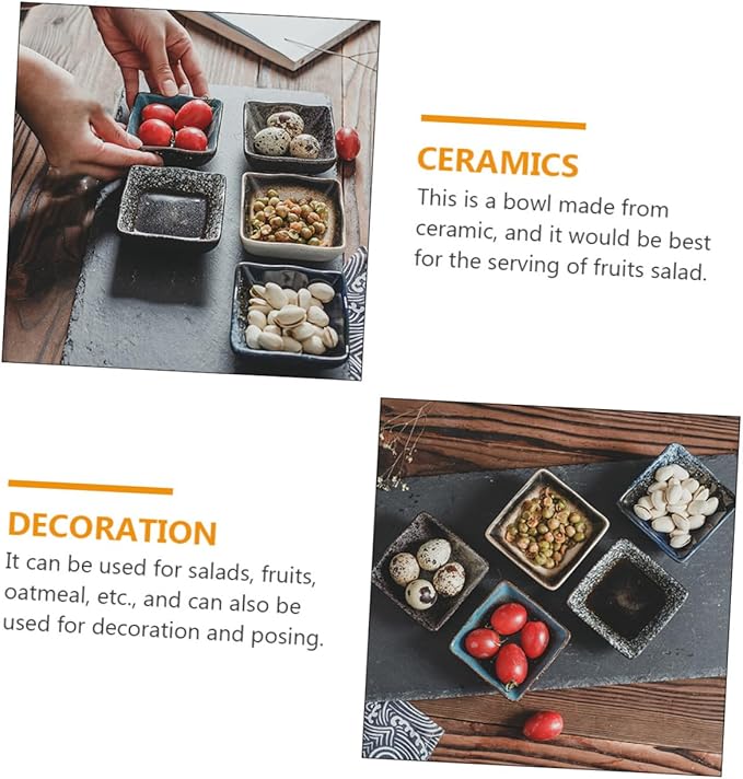 PRETYZOOM 5pcs Vintage Japanese Style Snack Plate Ceramic Sushi Dishes for Dipping Sauces for Appetizers and Side Dishes Random Colors and Designs