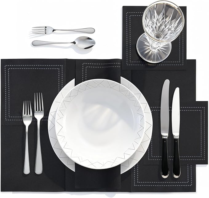 50 Pack Black Cocktail Napkins Disposable - Linen Feel 5x5 Inch Premium Dessert Napkins for Weddings, Parties, Birthdays, Anniversary, Suitable for Restaurants, Bars, Reception, Home Events