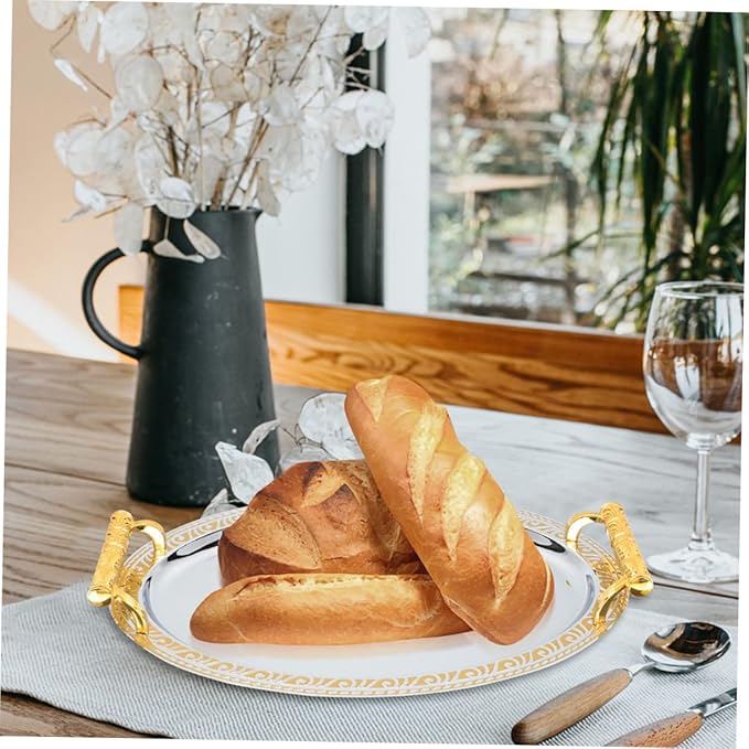 Stainless Steel Tray Silver Dessert Fruit Snack Serving Plate Multipurpose Entertaining Trinket Dish