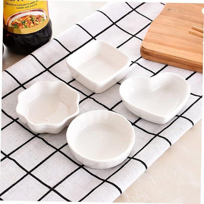 2pcs Square Condiment Dishes Ceramic Plate Dipping Sauce Bowls for Seasoning Appetizers Desserts