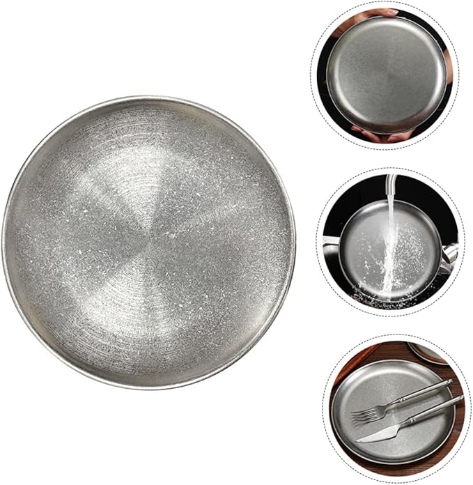 Mobestech Stainless Steel Old Style Bbq Plate Serving Tray for Steak Fruits Snacks