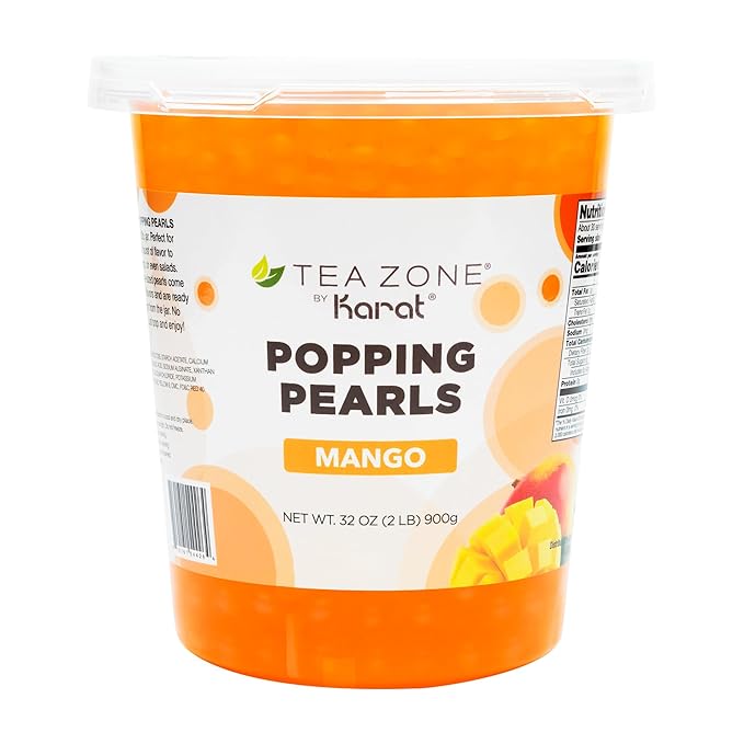 Tea Zone [2 Pound] Mango Popping Pearls for Boba Tea Beverages, Sweets, Ice Cream Topping - B2051 (2.0lb)