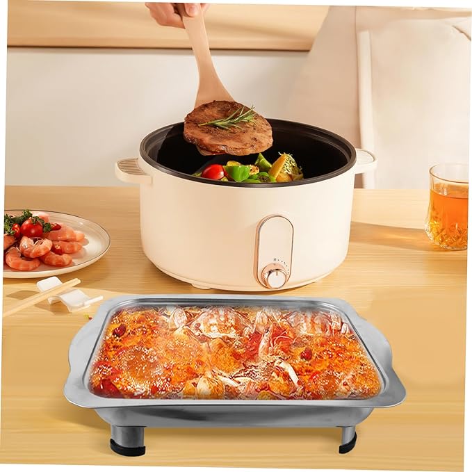 Ciieeo Buffet Foods Holder Stainless Steel Food Tray with Lid Rectangular Serving Dish for Buffet Catering and Parties Easy to Clean and for Entertaining