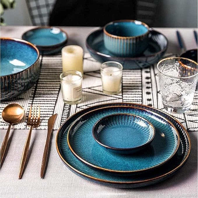 14 Pieces Dinnerware Sets Ceramics Dinner Set Dishes Tableware Set Complete Porcelain Combination Creativity Nordic Style Dinner Plates