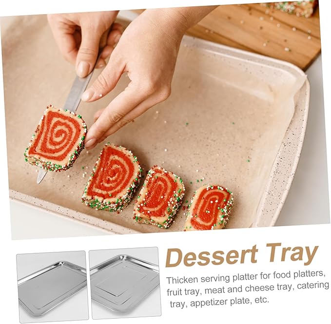 4pcs Stainless Steel Food Plate Snack Serving Trays Fruit Bread Dessert Trays Catering for Restaurant Home Dining