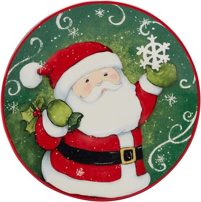 Certified International Holiday Magic Santa 6" Canape/Luncheon/Snack Plates, Set of 4